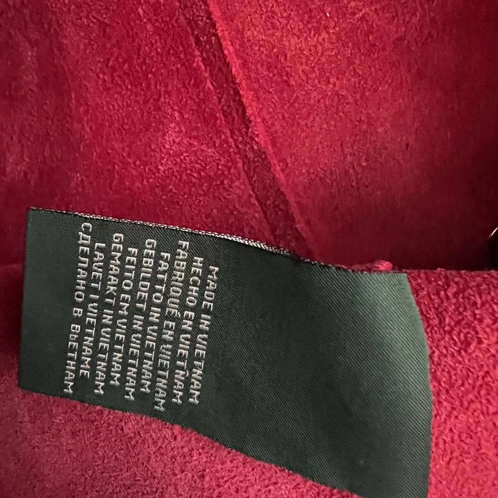 Classic Lauren Ralph Lauren Red/Beige Leather Tote Bag. - Picture 15 of 16